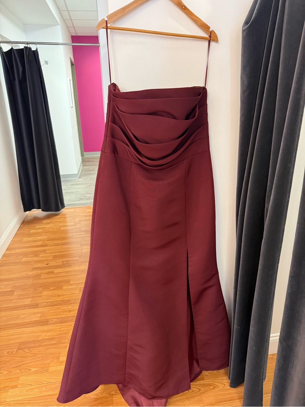 Amsale Dari Dress in Ruby Faille